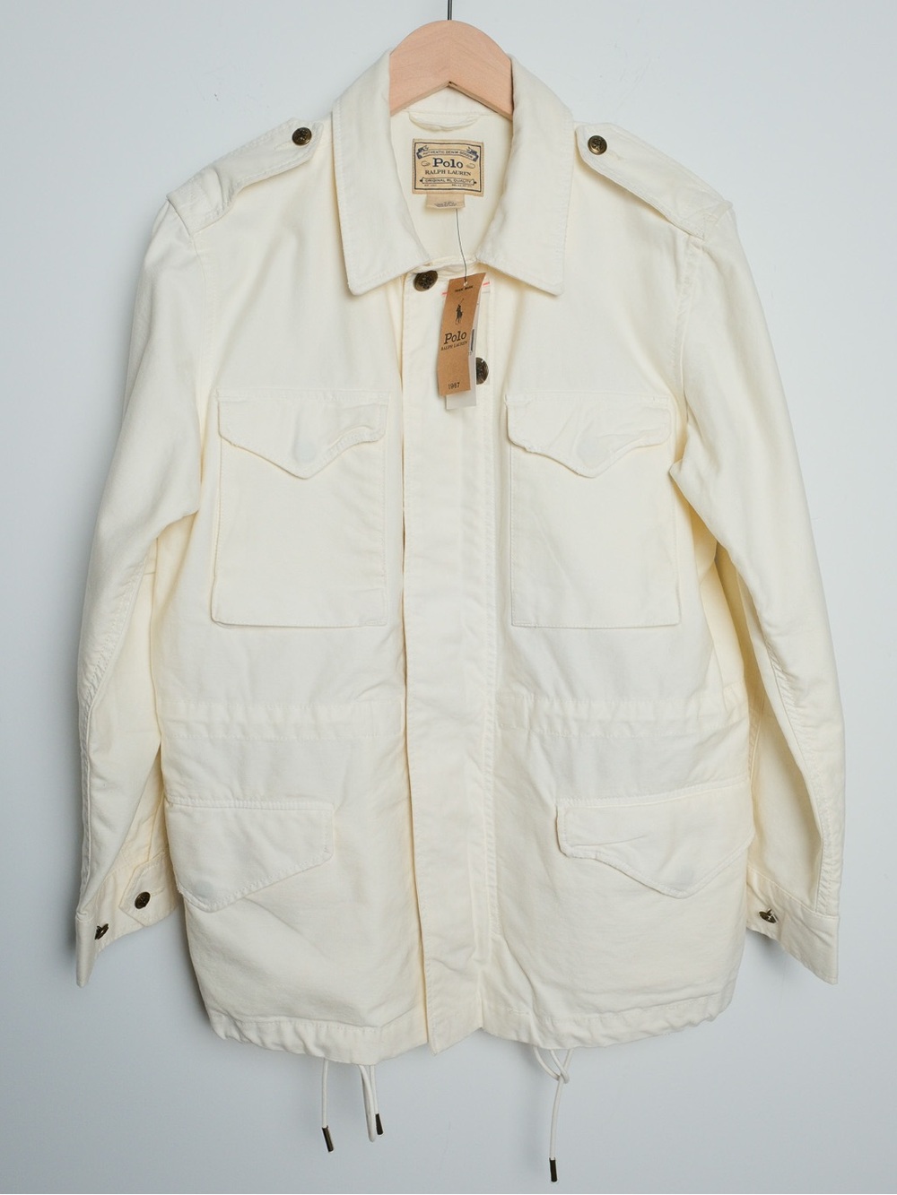 Polo Ralph Lauren Cream Cotton Military Field Utility Jacket Size M NWT